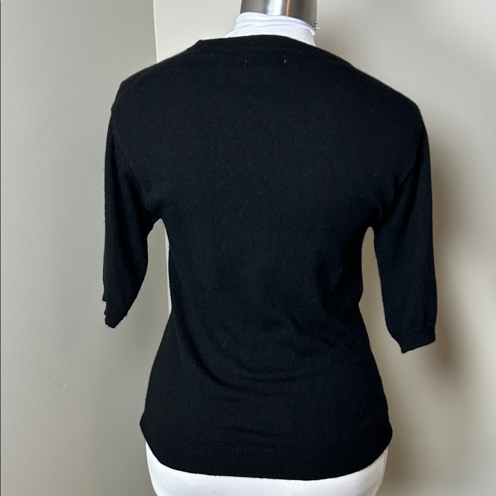 Sutton Studio 100% Cashmere Black Short Sleeve Sweater – Women’s Size M - Picture 3 of 3